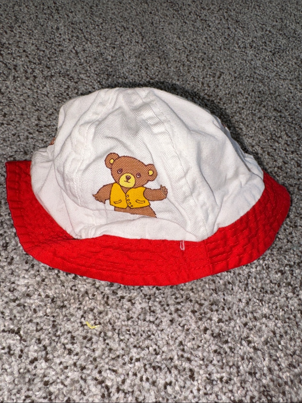 White and Red Kids Bear Bucket Hat